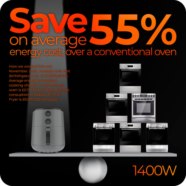 Avalla A-171 Large Digital Air Fryer, 1400W Save Energy, Cooks 5-7 Portions 5.5L