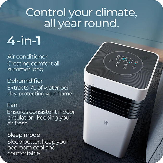 Refurbished S-50 4-in-1 quiet air conditioner & 7L dehumidifier combo - for medium rooms