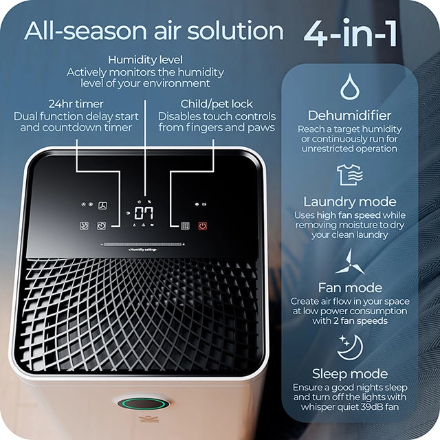 Refurbished Avalla X-95 smart small low energy dehumidifier - 10l